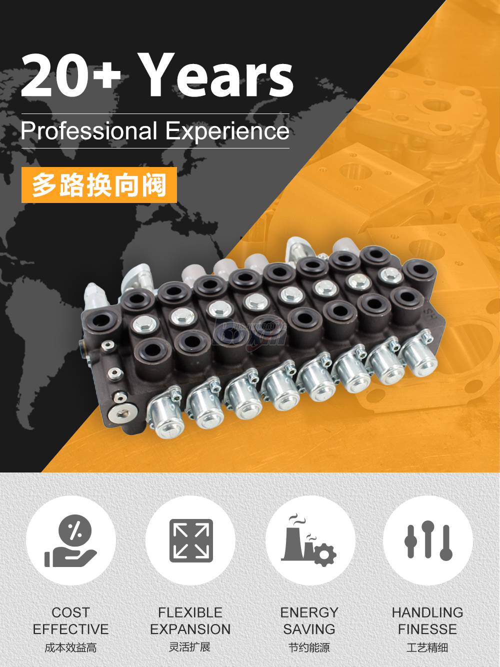 HSW50 手控+一控二 8 联 单块式方向阀